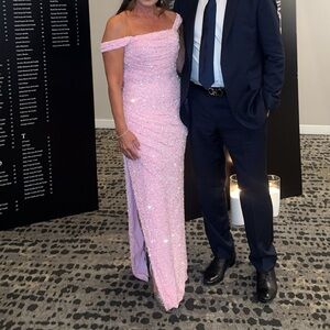 Elegant Pink Off-Shoulder Gown